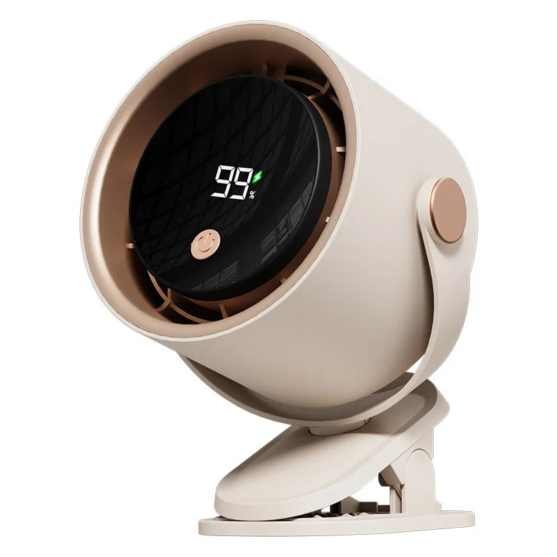 Digital Display USB Rechargeable Clip-On Desk Fan – Portable