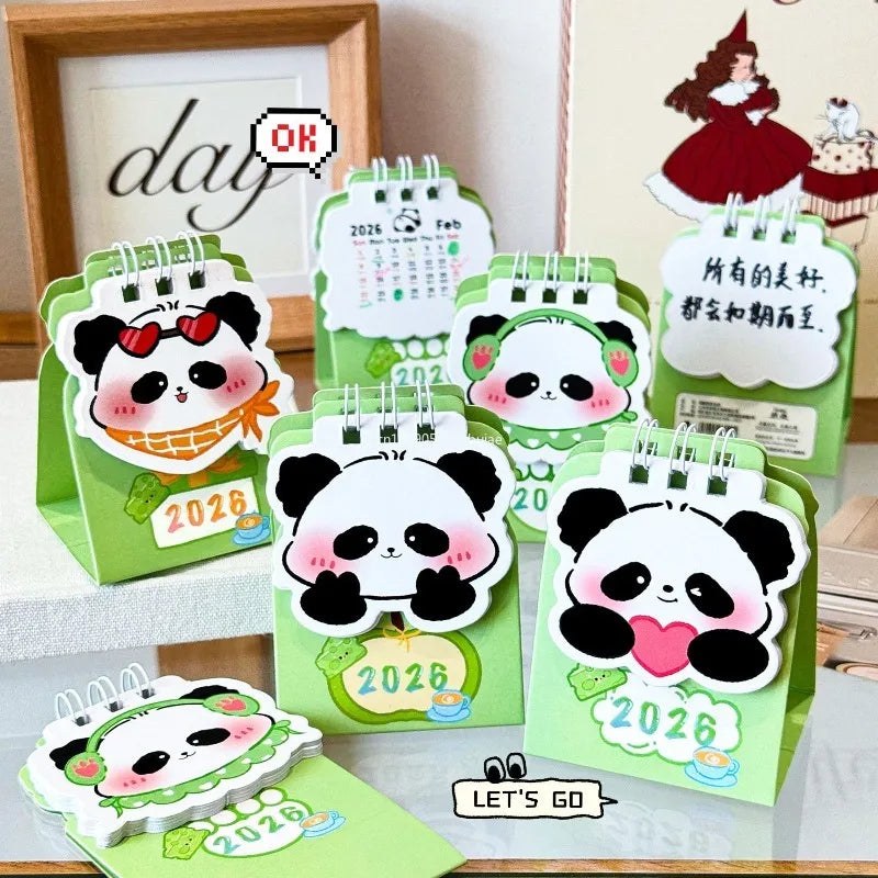 2026 Year Cartoon Panda Calendar Desktop Mini Calendar Clock in Program Student Rewards Creative Gifts Desk Accessories decor Peaceful Pleasures Health and Wellness