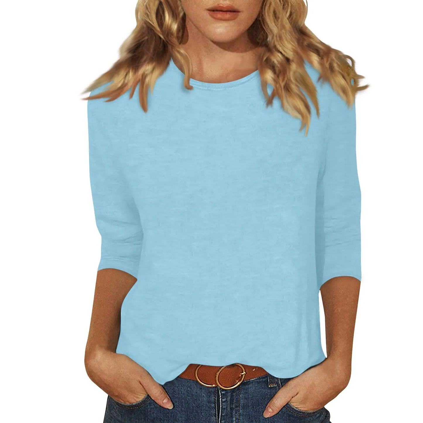 Women Summer Tops Round Neck Three Quarter Sleeve Comfortable Print T Shirt Blouse Women T Shirt muticolor t shirt tops Peaceful Pleasures Health and Wellness