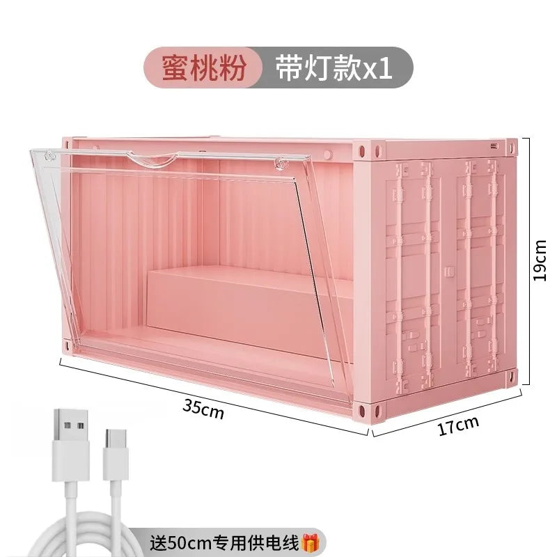 Sound-Activated LED Doll Display Box 35x17x19cm | Storage Case