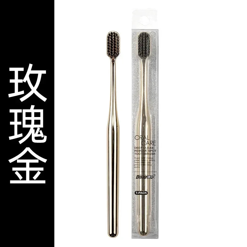 Luxury Soft Toothbrush Men Women Adult Tooth Brush Electroplate Gold Color Dental Brushes Toothbrushes Customizable Wholesale Peaceful Pleasures Health and Wellness 02