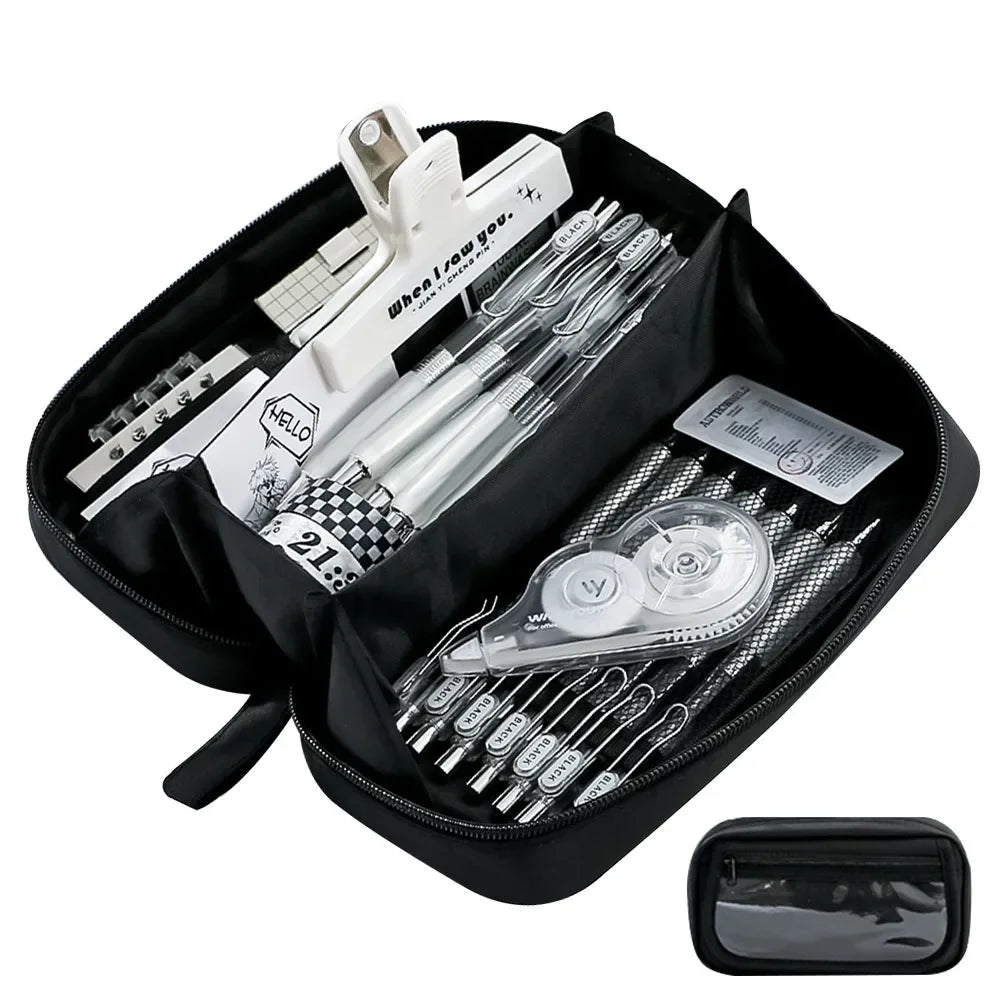 Large Capacity Pencil Bags for Schoolgirls - High-Value Stationery Bag, Multifunctional Pencil Bag, Ideal for School Supplies Peaceful Pleasures Health and Wellness Black