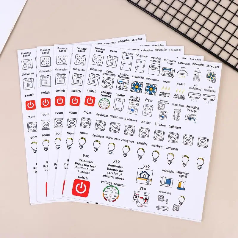 2/5Sheets Electric Circuit Breaker Panel Label Decorative Sticker Self-adhesive Waterproof English Version Electric Box Peaceful Pleasures Health and Wellness white 5sheets as pic