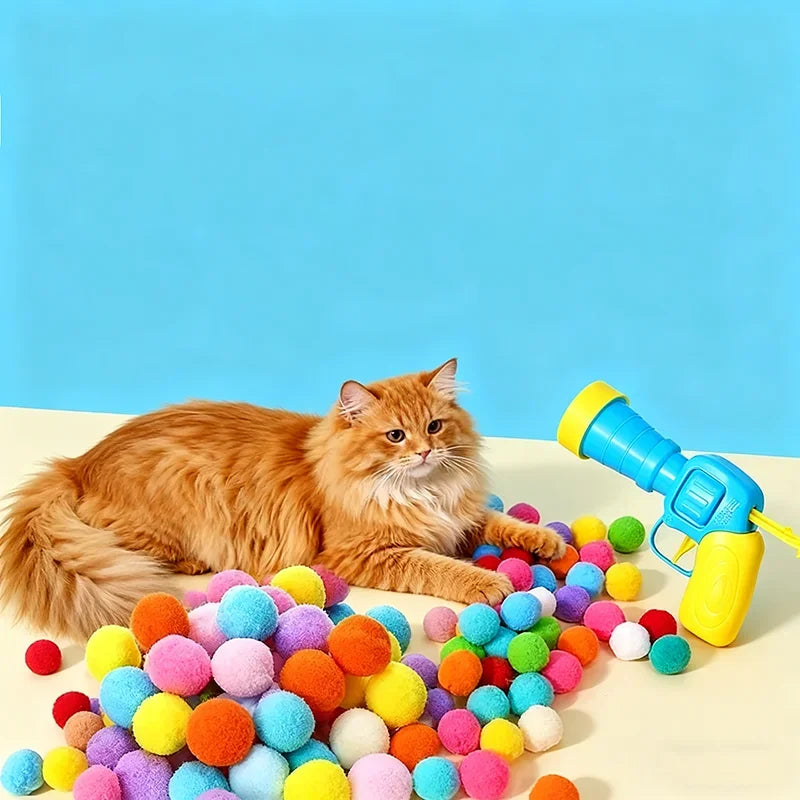Mini Launcher Cat Toy – Interactive Plush Ball Shooting Game