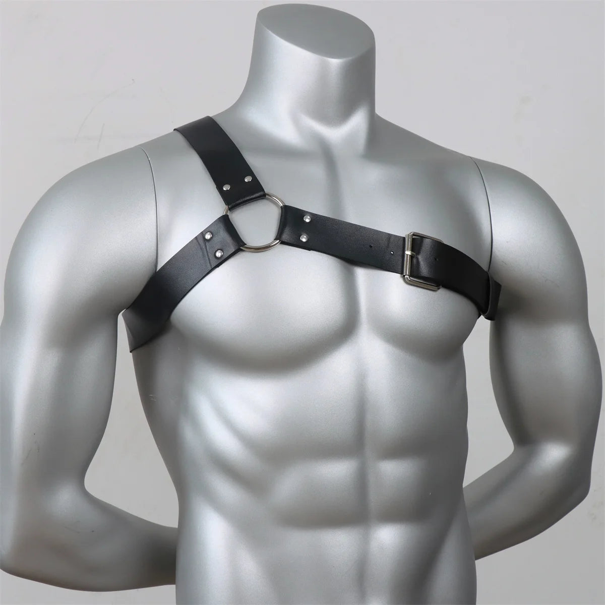 Gothic Men Leather Suspenders Belt Men's Black Single Shoulder