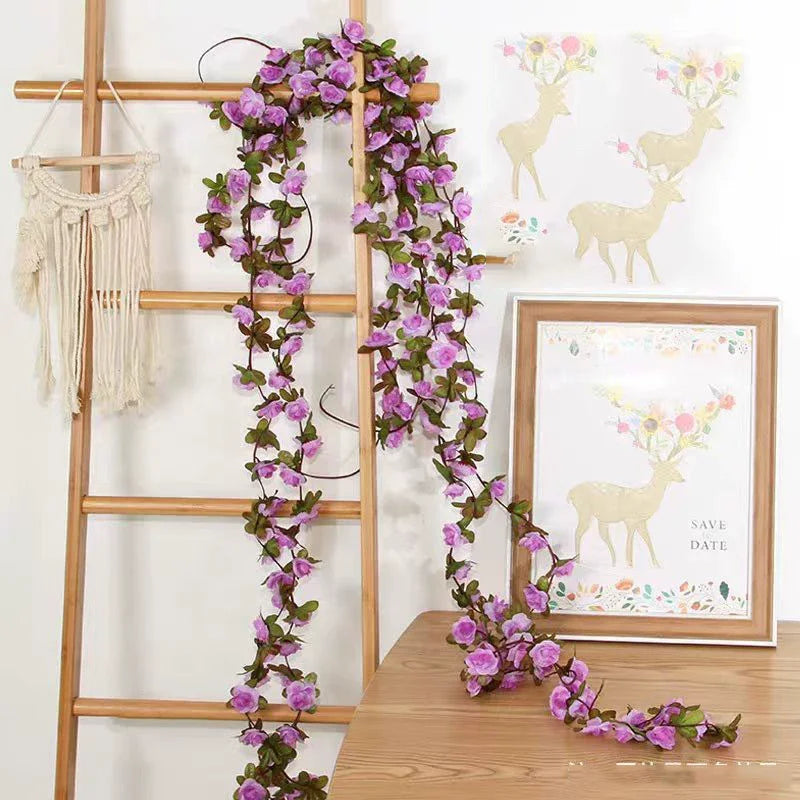 Artificial Silk Rose Vine Garland 2.4m | Wedding & Home Decor
