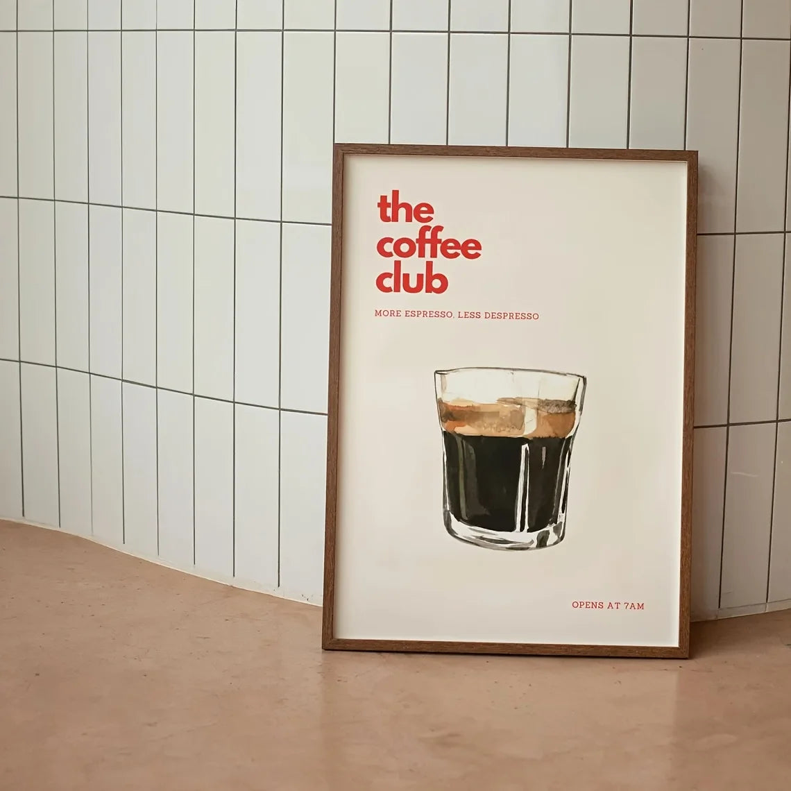 Retro Coffee Club Canvas Print Chic Food Beverage Beige Background Wall Art Posters for Modern Living Room Bedroom Home Decor Peaceful Pleasures Health and Wellness