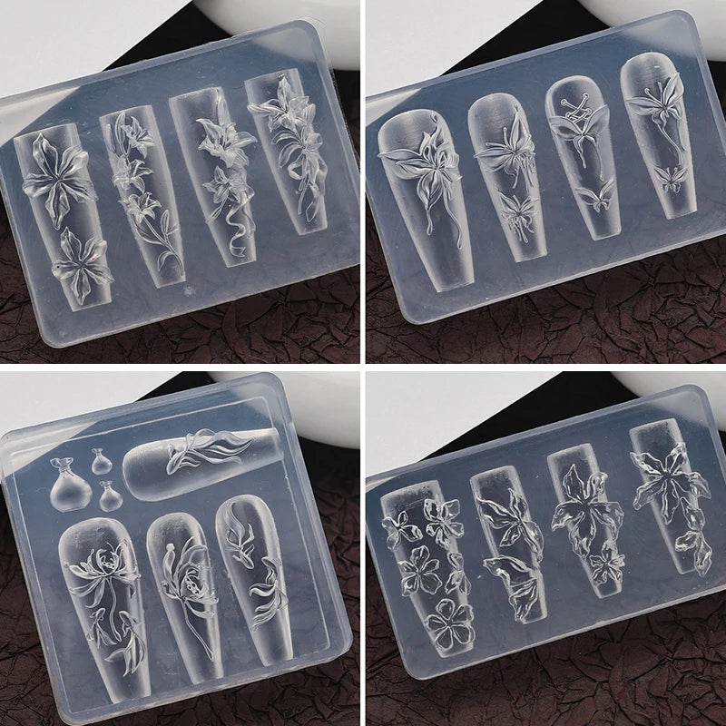 3D Silicone Relief Mold Butterfly Flower Design Nails Diy Design Nail Art Decorations Silicone Nail Mold Nail Accessories Peaceful Pleasures Health and Wellness