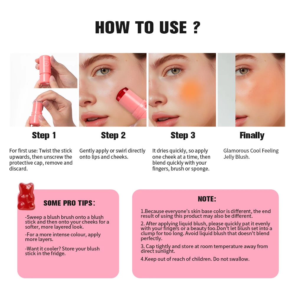 Milk Jelly Tint Stick Water Jelly Lip Gloss Sheer Cheek Stain Cooling Feel Natural Tint Multi Use Makeup Peaceful Pleasures Health and Wellness