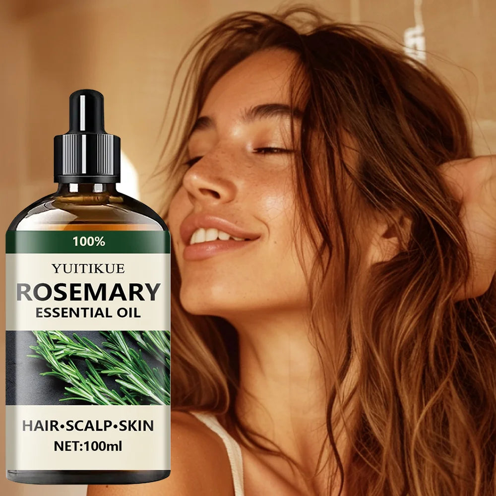 100% pure rosemary essential oil, suitable for hair, scalp, and skin, natural aromatherapy oil, nourishing and revitalizing. Peaceful Pleasures Health and Wellness