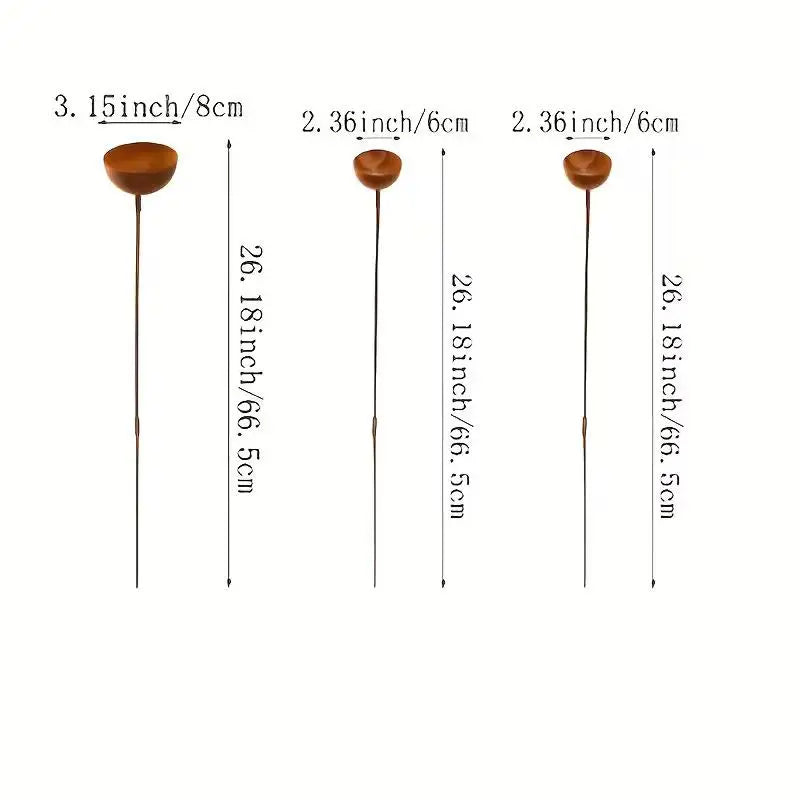 Rustic Metal Rain Catcher Garden Stakes Set of 3 | Yard Decor
