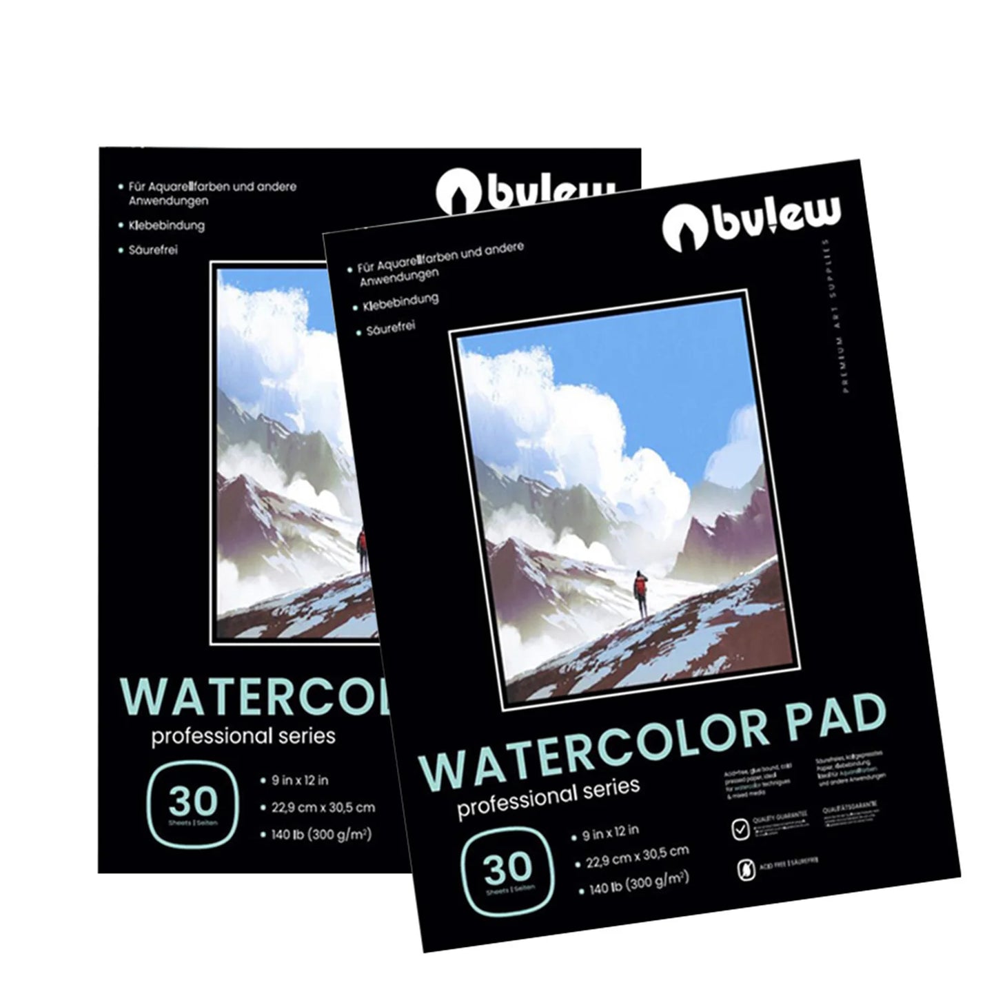 Bview Art Professional Watercolor Paper Pad 9x12 Inch 30 Sheets 140lb