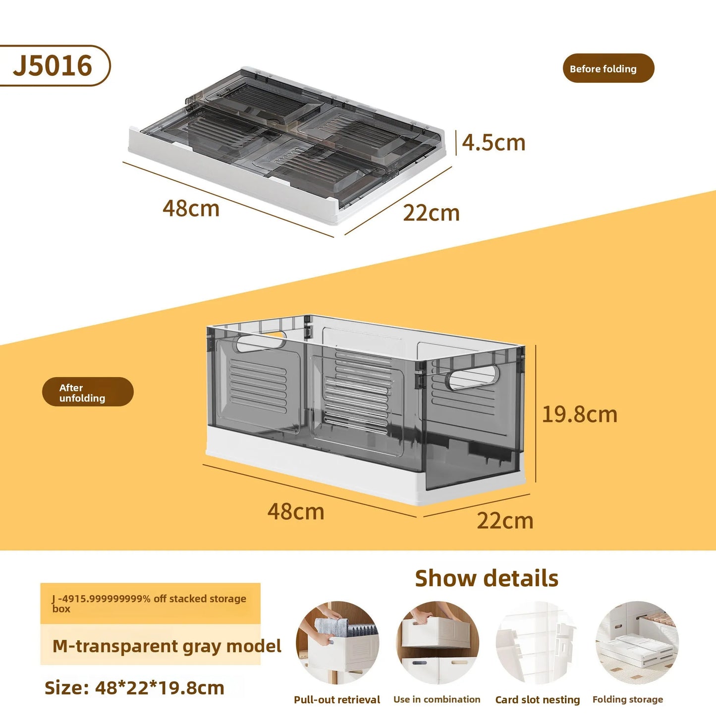 Foldable Clothes Storage Box: Large Capacity Organizer for Underwear, Pants & Wardrobe Items in Home Closets Peaceful Pleasures Health and Wellness M Transparent
