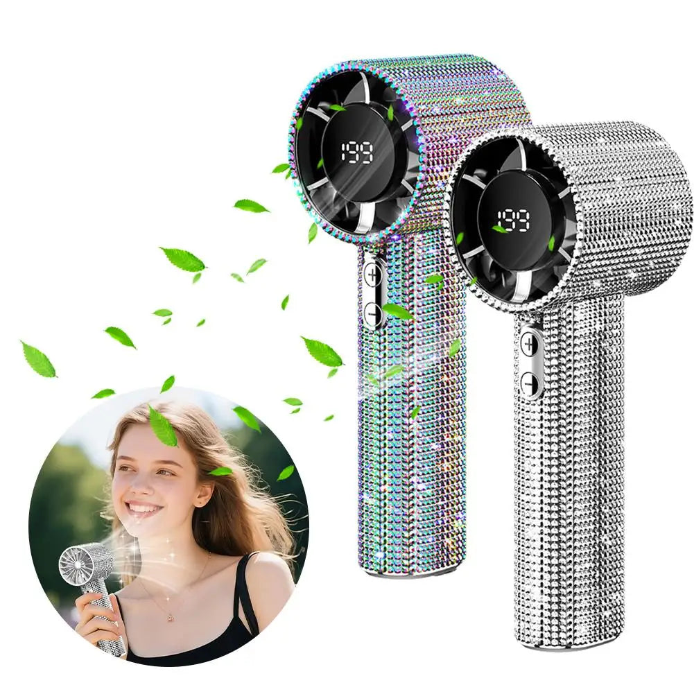 Portable Handheld Turbo Fan Luxury Modes Digital Electric Fan Handheld Turbo Fan 3 Gear Wind Long Battery Life With Digital Peaceful Pleasures Health and Wellness