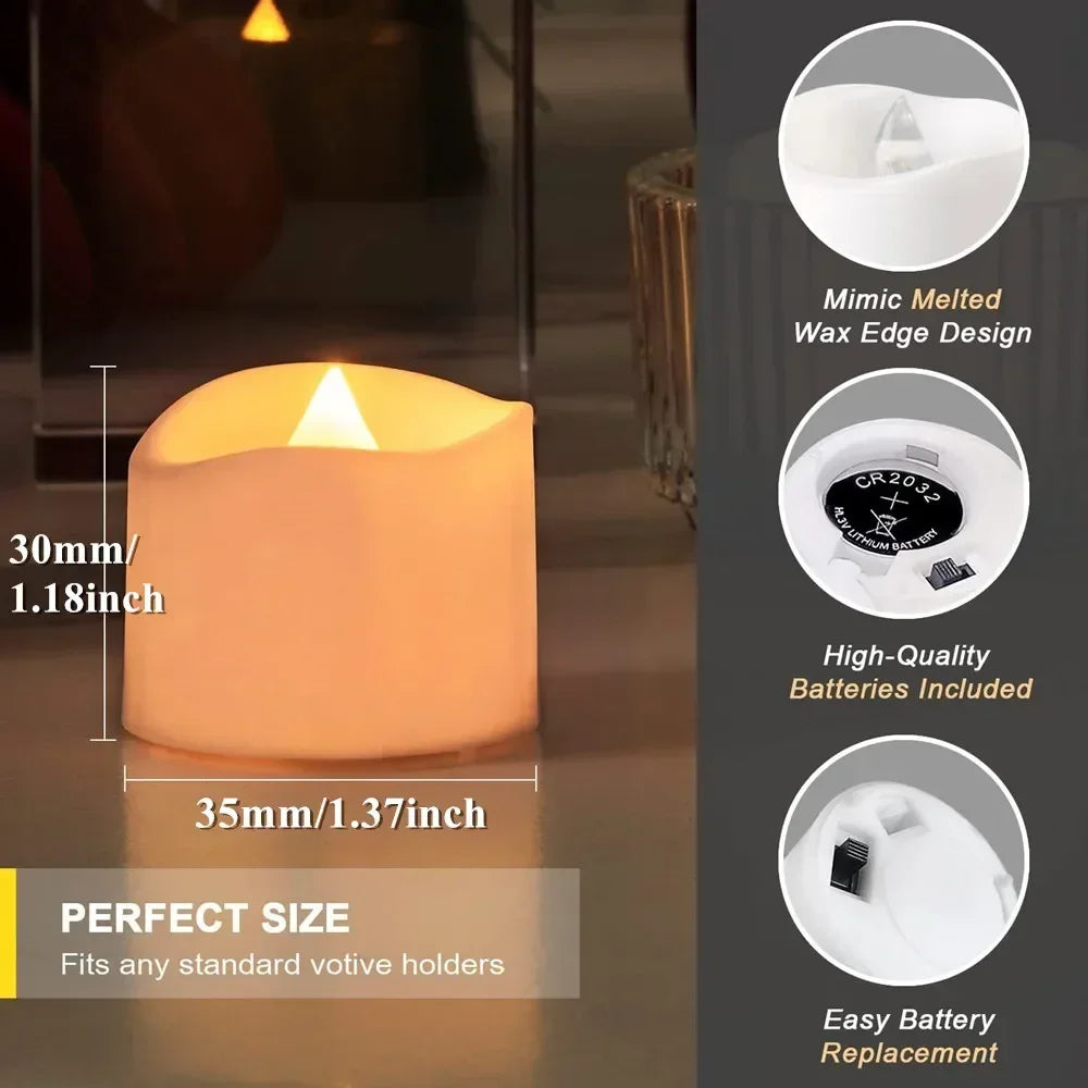 12/24Pack Flameless Flickering LED Candles with/without Remote LED Tealight Electronic Lamp for Wedding Christmas Party Decor Peaceful Pleasures Health and Wellness