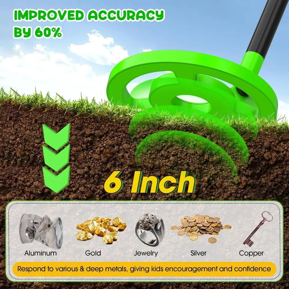 Kids Outdoor Educational Toy LCD Metal Detector 27.5"-37.8" Adjustable 6.5" Coil Peaceful Pleasures Health and Wellness