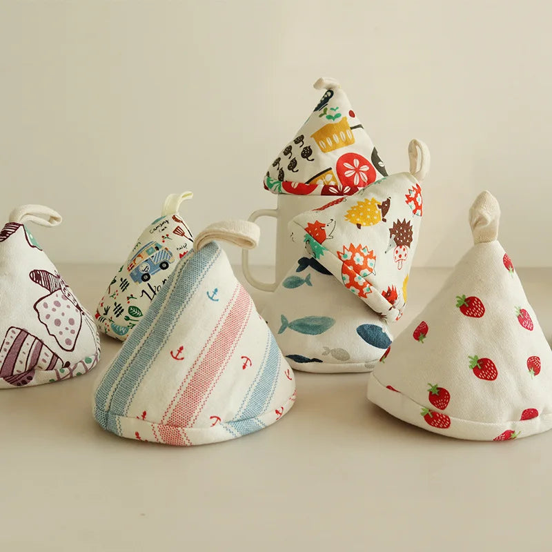 Heat-resistant Pot Cover Cap Japanese-style Triangular Pot Cap Enamel Pot Heat-resistant Handle Cover Peaceful Pleasures Health and Wellness