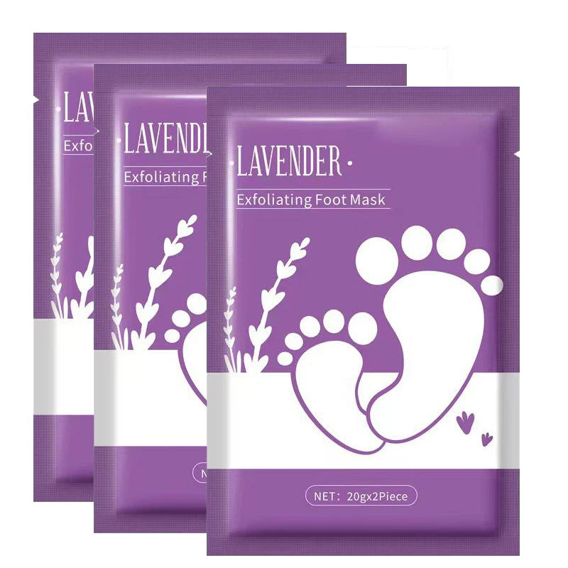 Lavender Exfoliating Foot Mask – Peeling Dead Skin, Moisturizing & Whitening Pedicure Socks (1/3/5 Pack) Peaceful Pleasures Health and Wellness 3bags