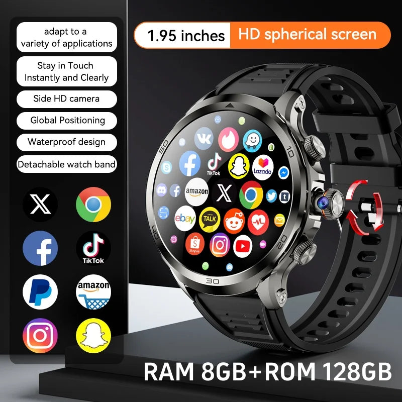 GOLDENSPIKE H19 4G Android Smartwatch 1.95" AMOLED GPS 8GB+128GB