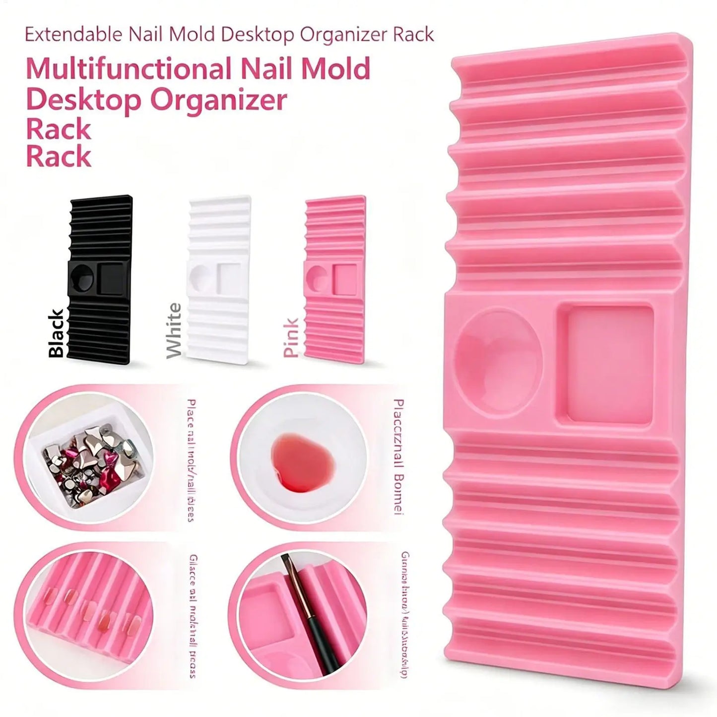 10-Compartment Nail Brush Holder with Dual Form & Color Palette