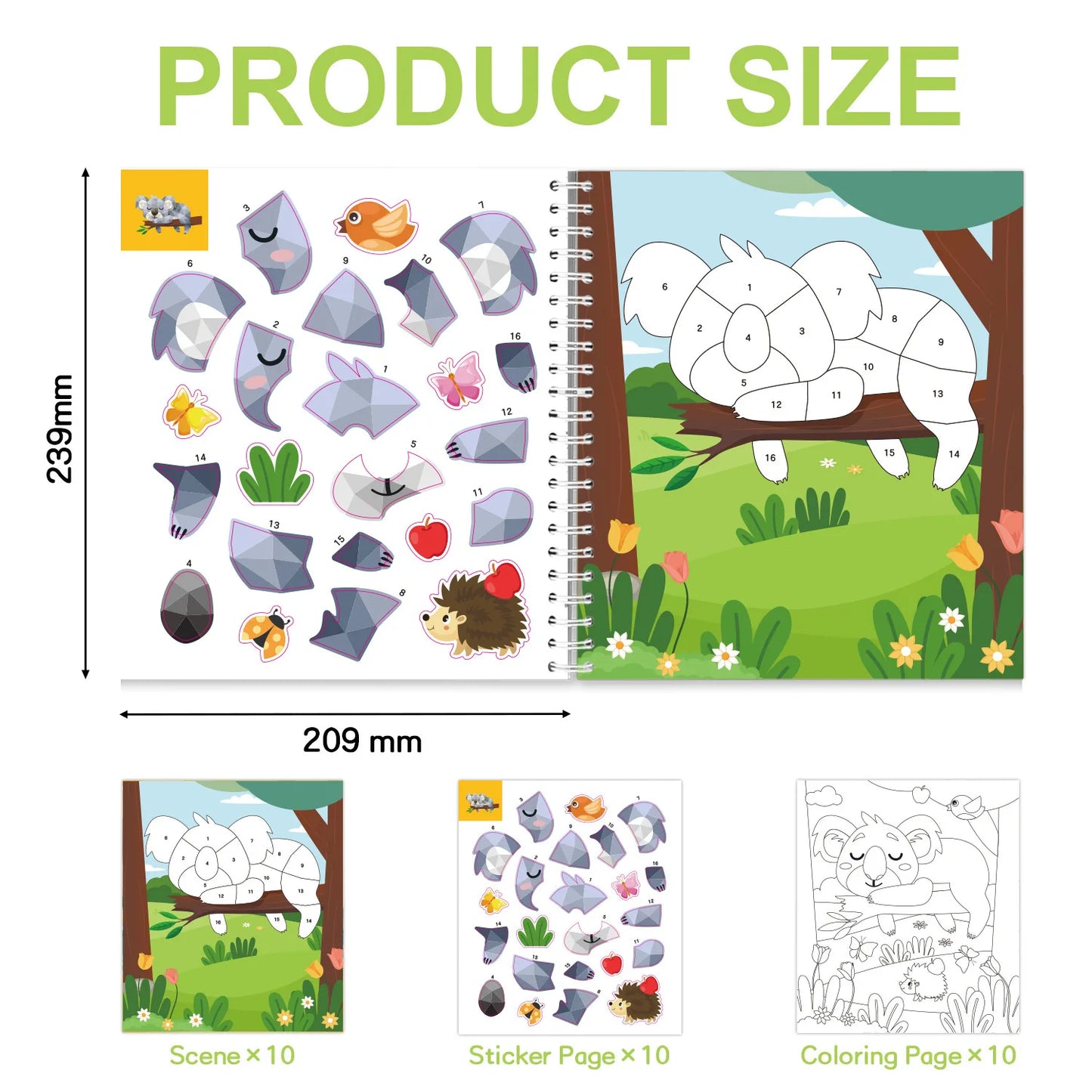 Bview Art Kids DIY Sticker Book Cartoon Animals Dinosaurs Ocean World