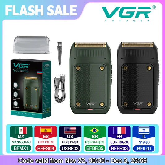 VGR V-353 Shaver Professional Razor Electric Shaving Machine Portable Beard Trimmer Rechargeable Razor Mini Shaver for Men Peaceful Pleasures Health and Wellness