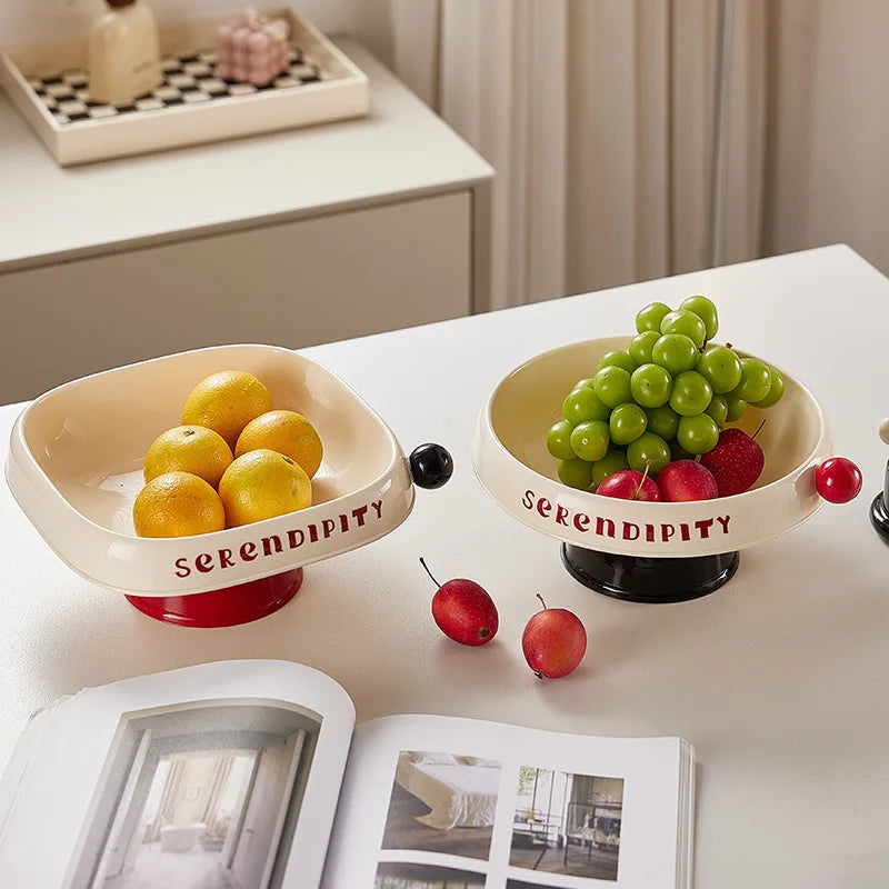 Elevated Fruit Bowl Home Stylish Plastic Snack Tray with Lid Dopamine Color Multi-functional Storage Holder Kitchen Organizer Peaceful Pleasures Health and Wellness
