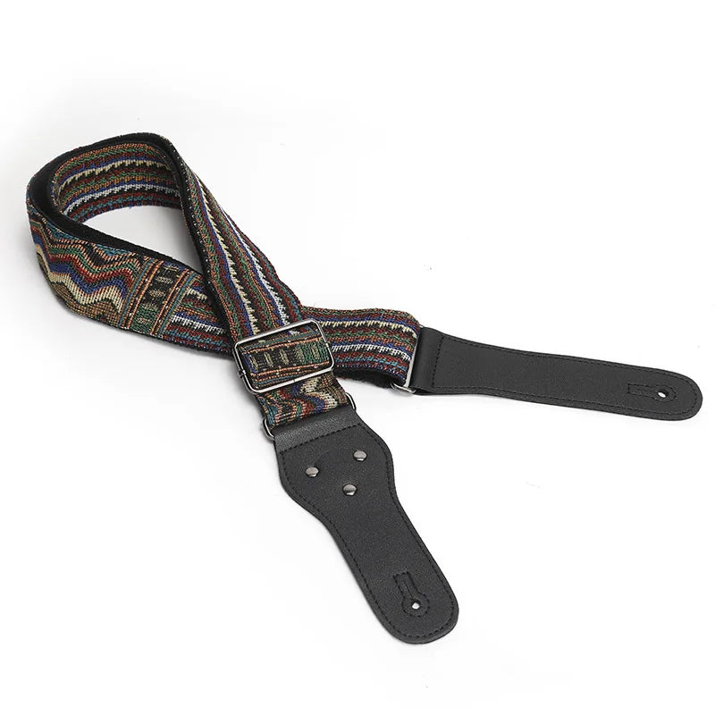 P&p Boho Embroidered Guitar Strap Cotton Adjustable Acoustic Electric