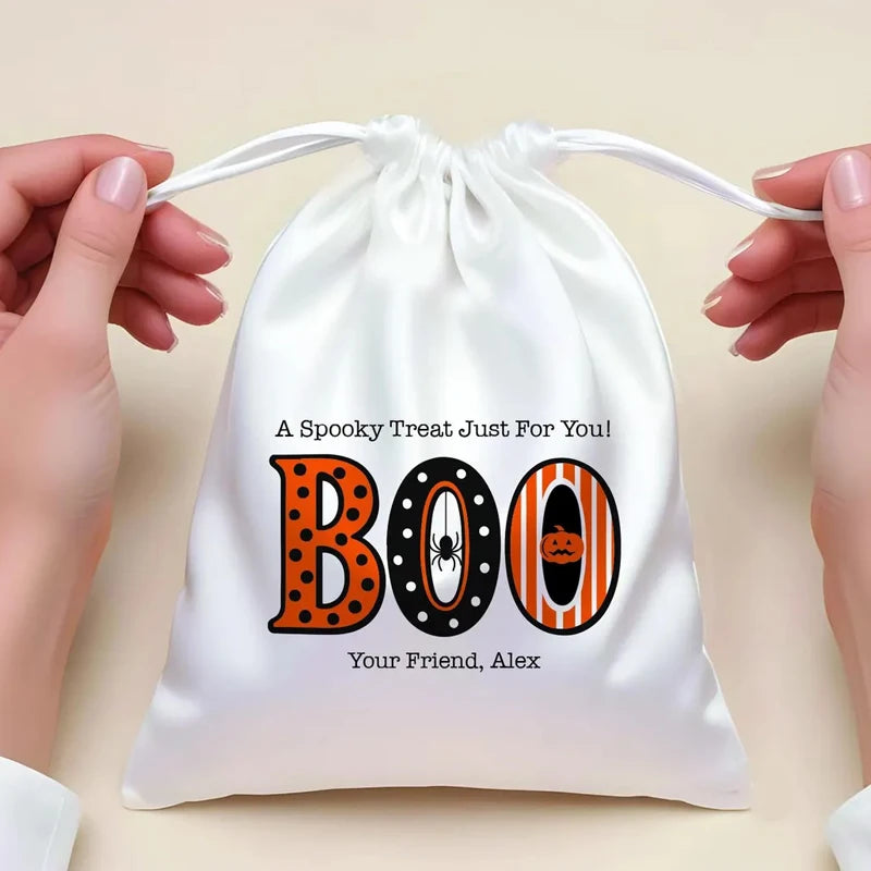 5-Pack Personalized BOO Halloween Drawstring Candy Bags for Kids Halloween Party Favors Peaceful Pleasures Health and Wellness