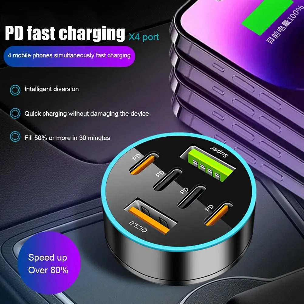 66W USB JMG-PD+QC3.0 Car Digital Display monitoring charger PD Fast Charging Fast Charging Car Mobile Phone Adapter Peaceful Pleasures Health and Wellness