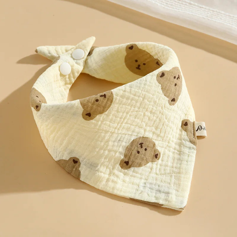 Baby Cotton Bib Burp Cloth | Soft Ruffle Cartoon Embroidery Snap