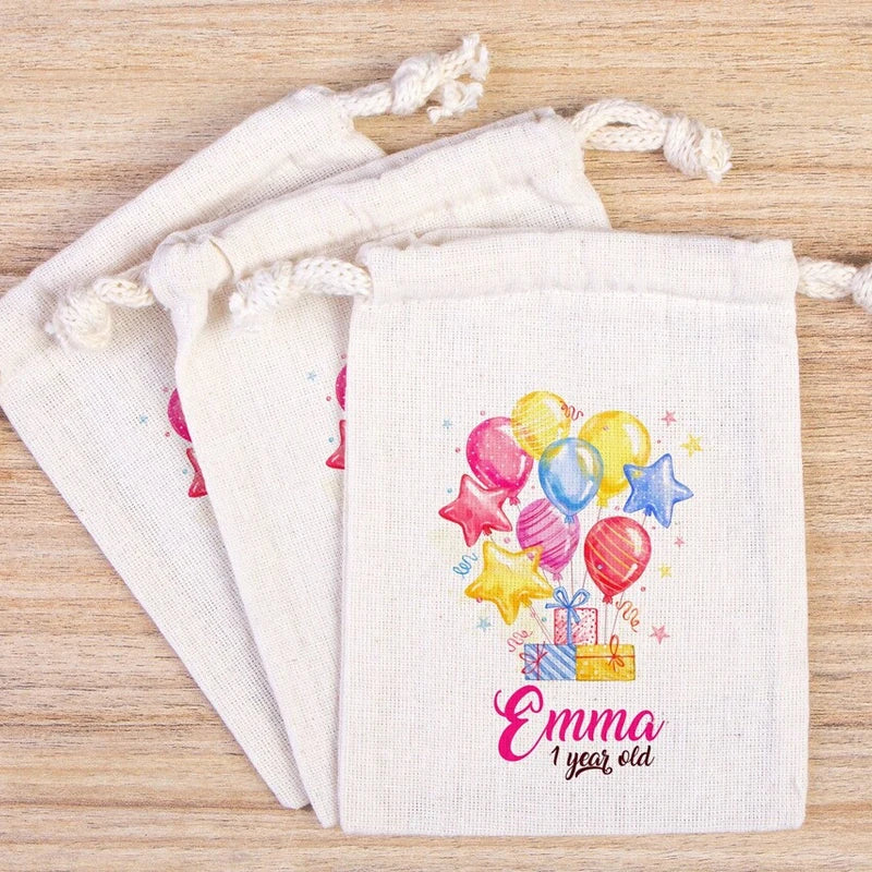 5-Pack Birthday Balloon Drawstring Bags | Kids Party Favors Party Favor Bags Peaceful Pleasures Health and Wellness