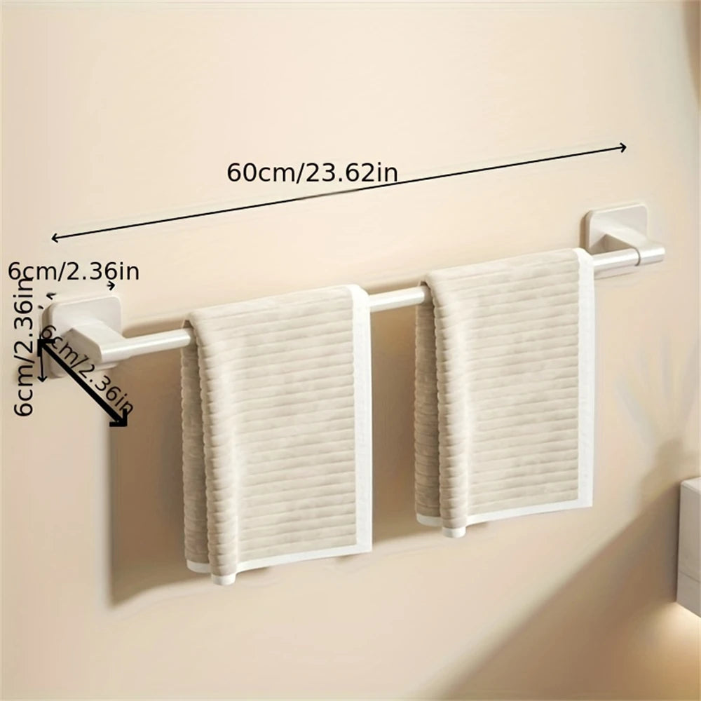 White No-Drill Wall-Mounted Towel Bar – Aluminum Rack 40–60cm