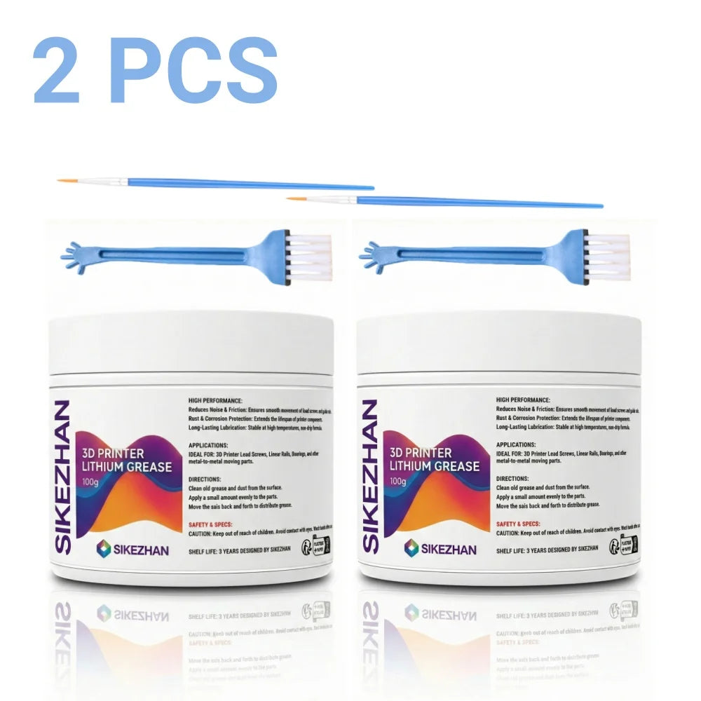 3D Printer Lithium Grease 100g Kit for Lead Screw Linear Rail Bearing Reduce Noise Lubricant Anti-Rust Maintenance with Brushes Peaceful Pleasures Health and Wellness 2PCS