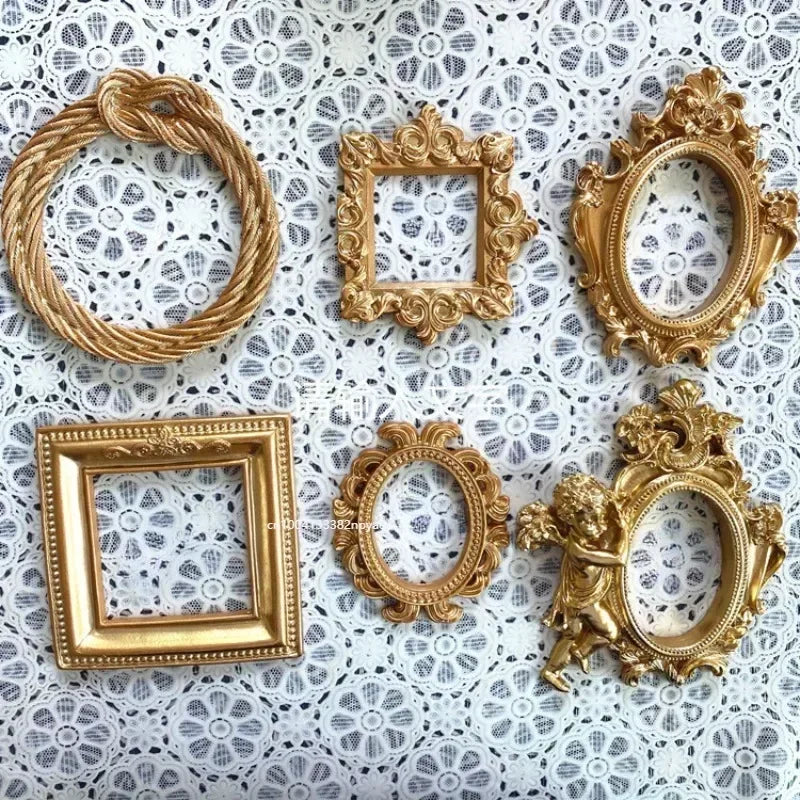 1PC Retro Photo Frame Gold Picture Frame Home Decor Photography Props Wedding Pictures Frames Gifts Desk Decoration Ornament Peaceful Pleasures Health and Wellness