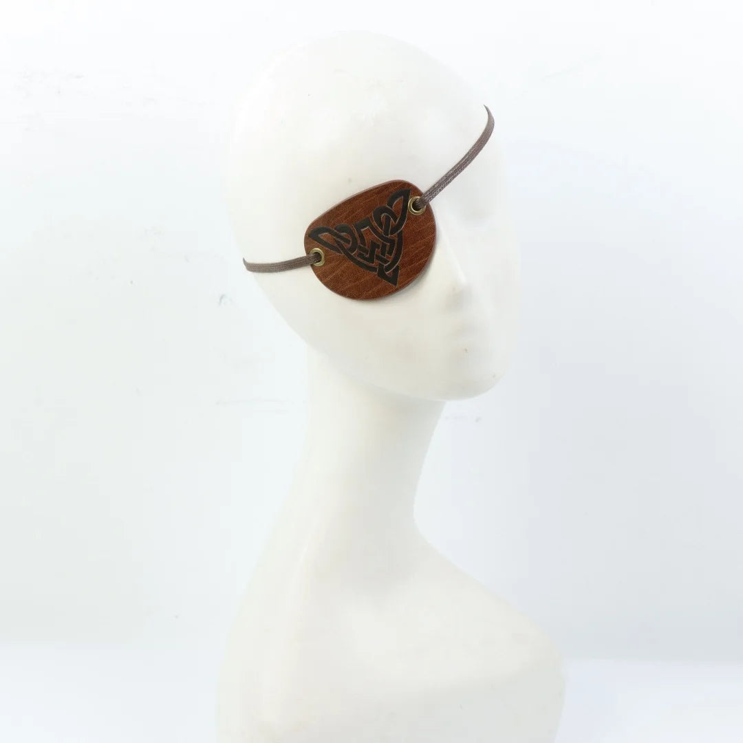 Medieval Embossed Pirate Eye Patch Vintage Faux Leather Mask Viking