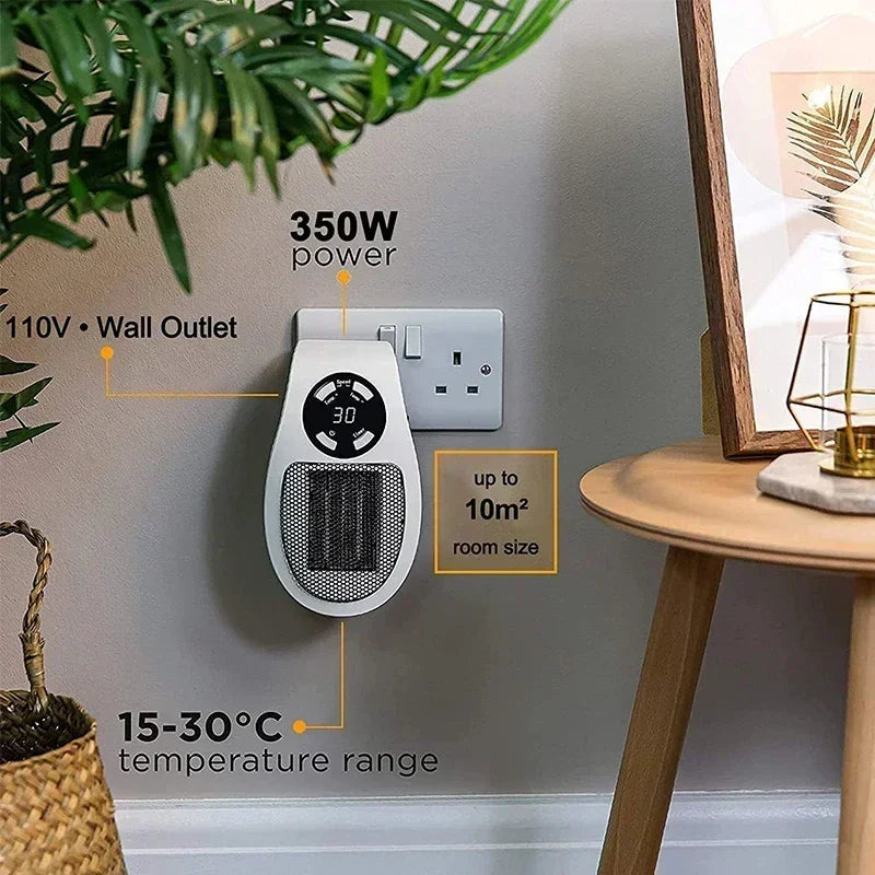 350W Portable Electric Heater with Remote Control, Wall Mounted Home Room Heater for Winter Indoor Heating Fast Warm heater Peaceful Pleasures Health and Wellness