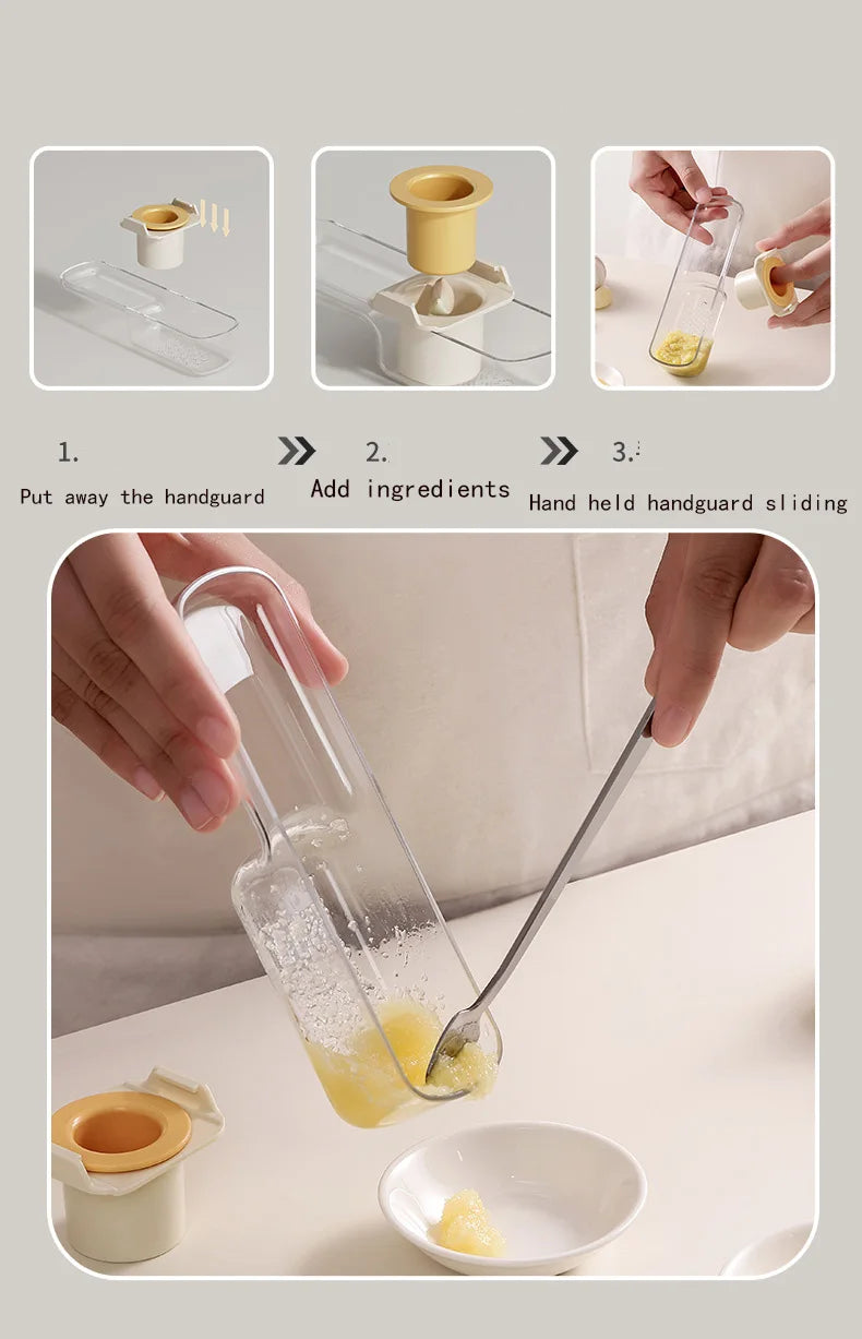  1Pcs 3-in-1 Multifunctional Manual Ginger and Garlic Grinder Home Kitchen Slicer All Grinder Kitchen Tools Peaceful Pleasures Health and Wellness