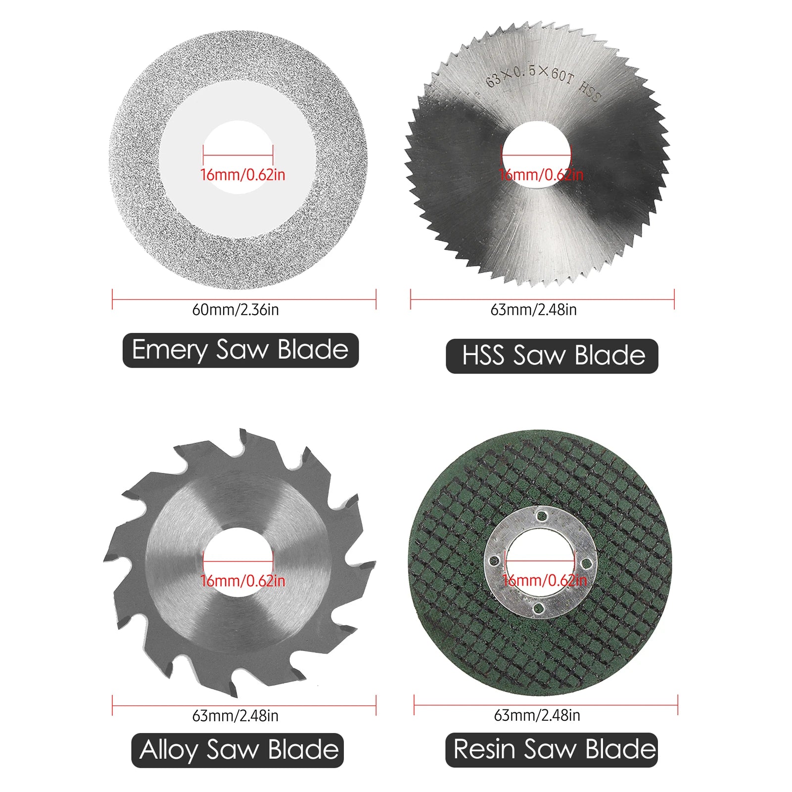 Chainsaw Blade Set 4PCS 2.5-inch Diameter 63mm Resin Saw Blade & Emery Saw Blade & Diameter HSS Saw Blade & Alloy Saw Blade Peaceful Pleasures Health and Wellness