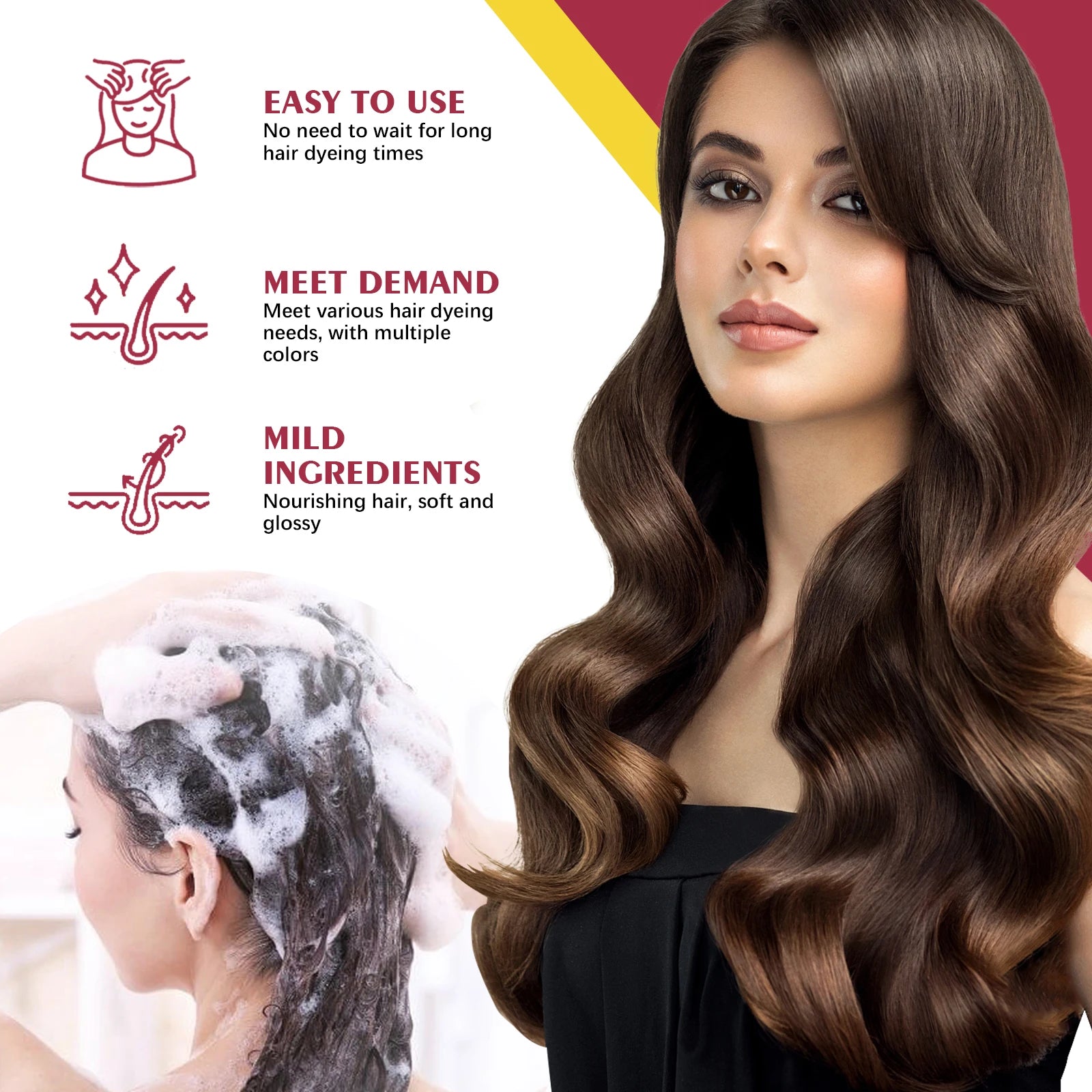 Black Hair Dye Shampoo (Silver Gray) Gentle and Non-Irritating, Moisturizes Scalp, Easy Color Change Hair Shampoo Peaceful Pleasures Health and Wellness