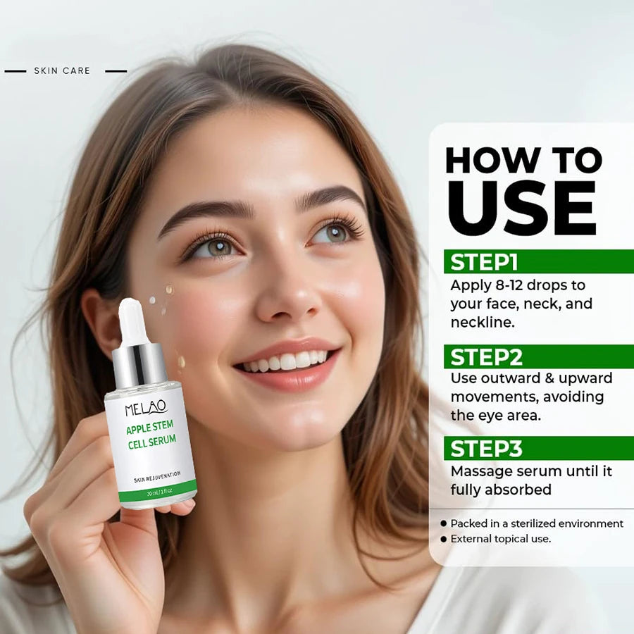 Apple Stem Celll Serum Rejuvenates Skin Diminishes Fine Lines Hydrates Skin, For Radiant and Youthful Skin Firming And Lifting Peaceful Pleasures Health and Wellness