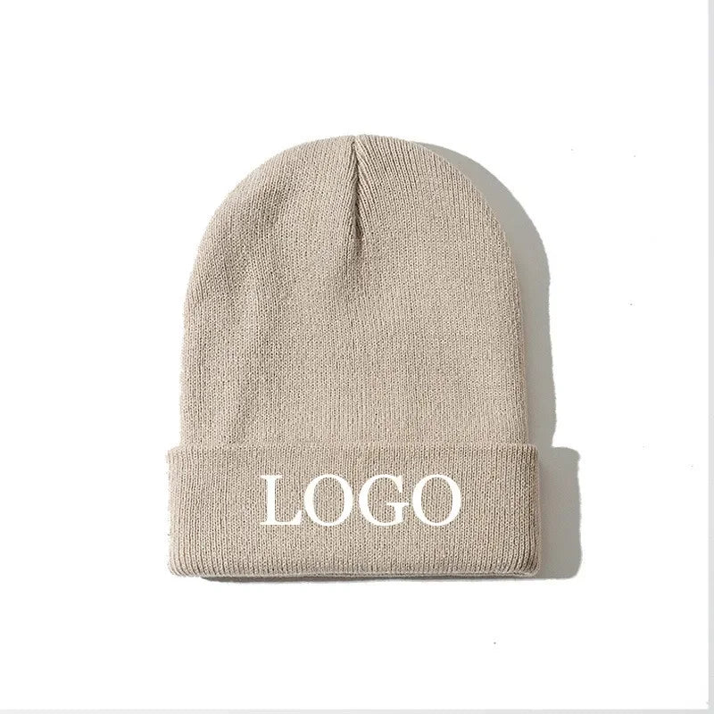 Custom Logo Ribbed Knit Beanie Hat | Unisex Winter Skullcap