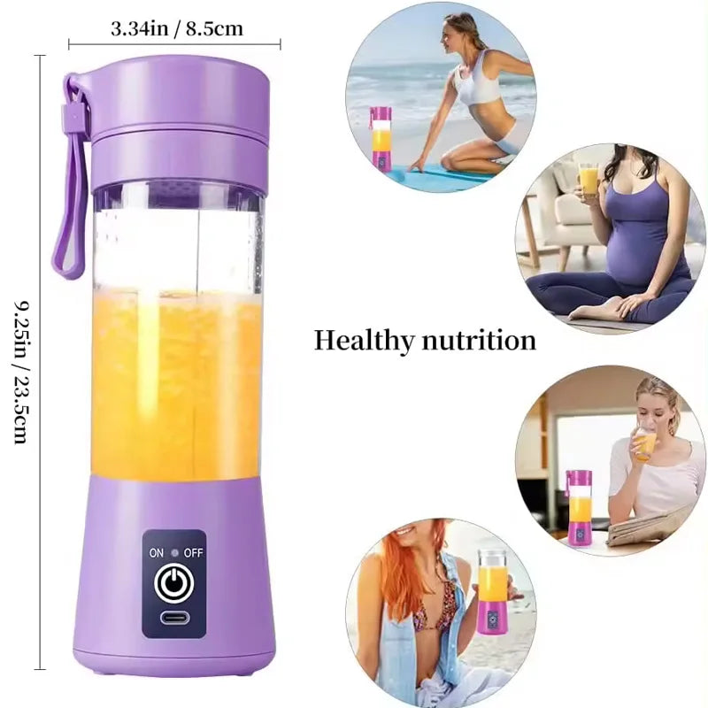 Personal Batidora Portatil Use Mini Blender Home USB 6 Blades Juicer Machine Rechargeable Fruit Juice Portable Blenders Peaceful Pleasures Health and Wellness