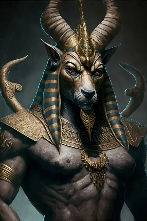 Ancient Egyptian Fantasy Mythology The God Anubis Golden Portrait Posters Print Canvas Painting Wall Art Picture Room Home Decor Peaceful Pleasures Health and Wellness