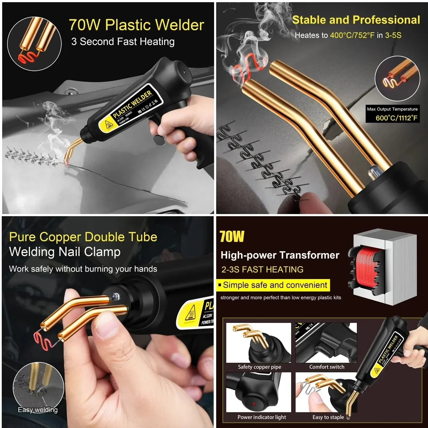 Car Bumper Repair Kit Plastic Welding Machine Hot Stapler 70W With Staples For Bumper/Kayak/PVC Material Soldering Tools Peaceful Pleasures Health and Wellness