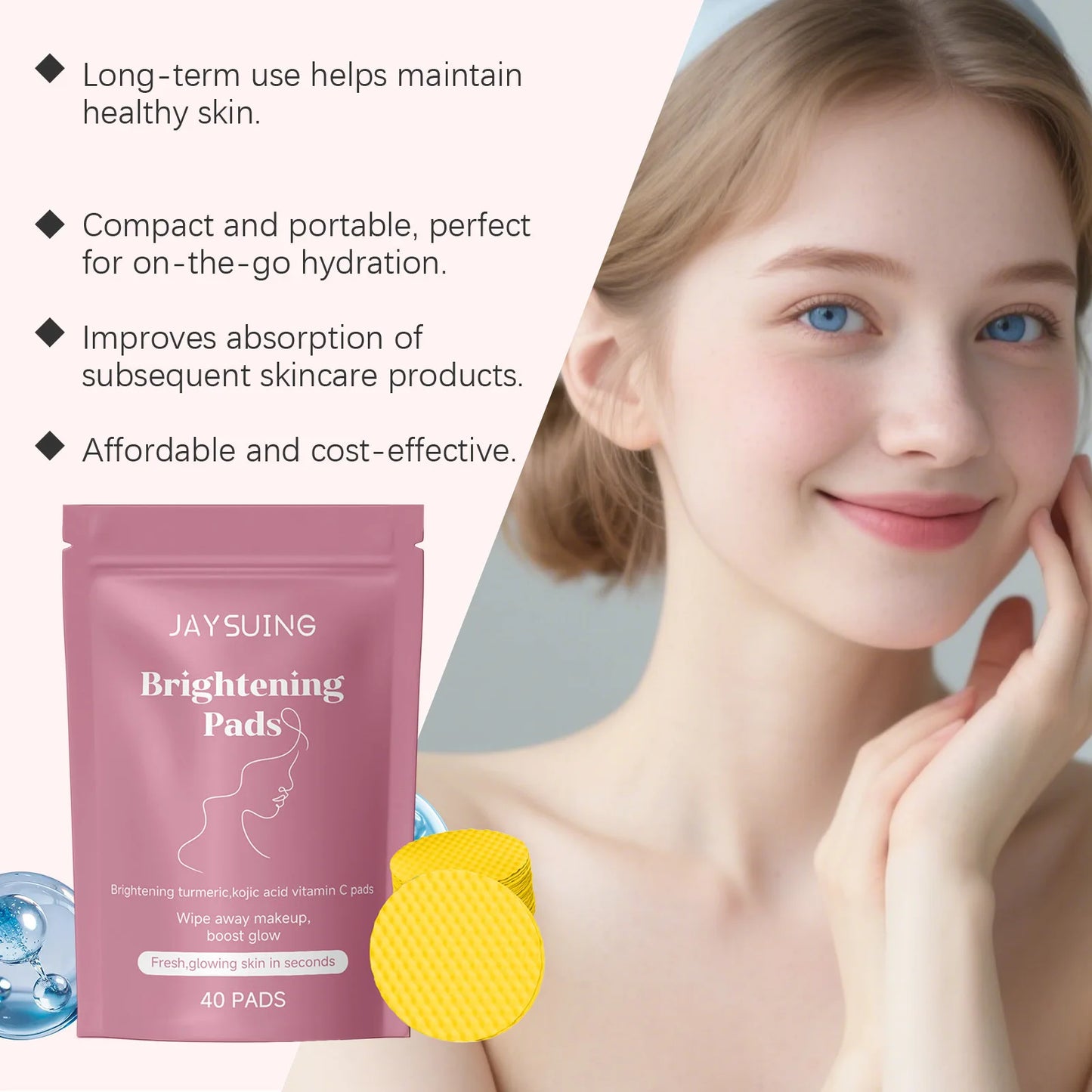 Turmeric Kojic Acid Brightening Cleansing Pads – 40 Pcs