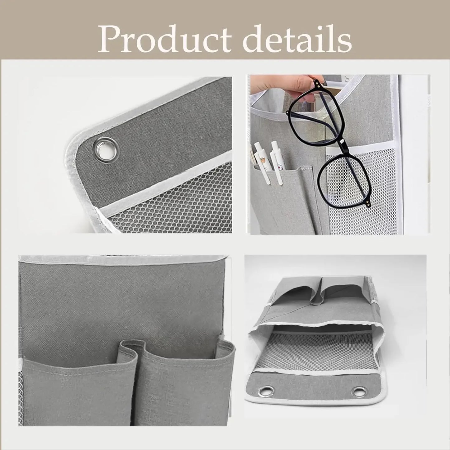 Over Door Hanging Storage Organizer with Pockets – Grey Peaceful Pleasures Health and Wellness