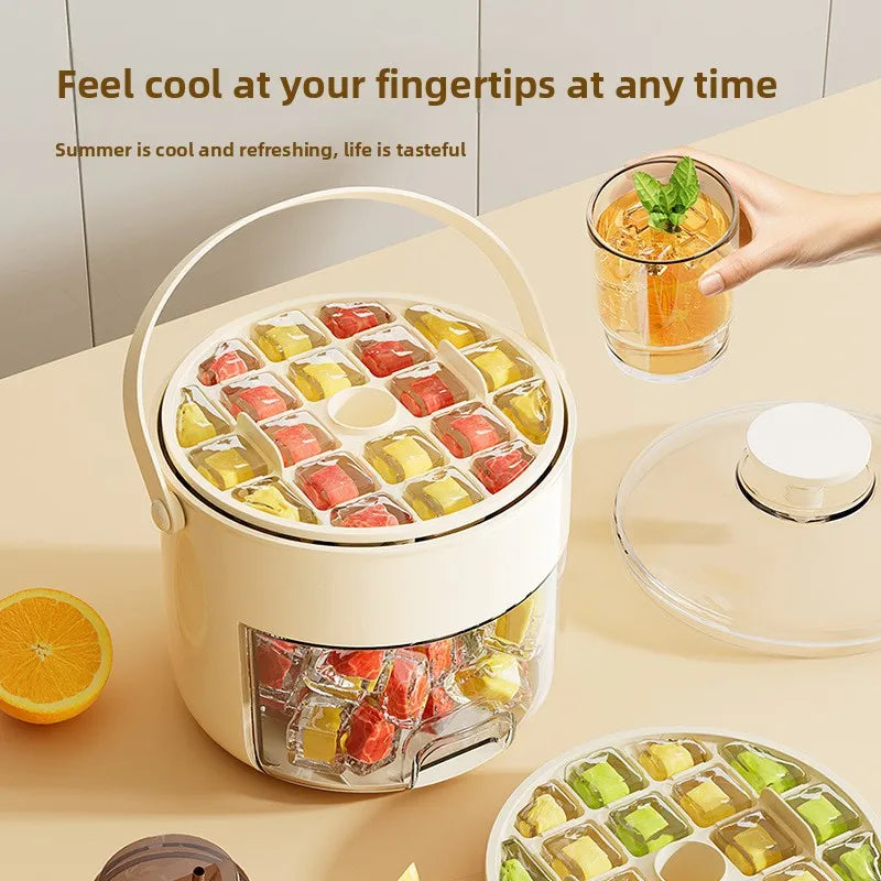 Portable Press Ice Cube Tray with Drawer, Large Capacity Multi-Layer Storage Bin for Home, Simple & Stylish Ice Maker Box Peaceful Pleasures Health and Wellness