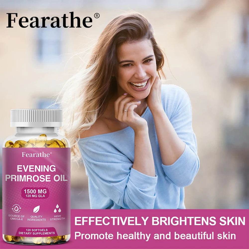 Evening Primrose Supplement Cold Pressed Oil - Contains Gelatin and Vegetable Glycerin To Promote Healthy Skin,120 Capsules Peaceful Pleasures Health and Wellness