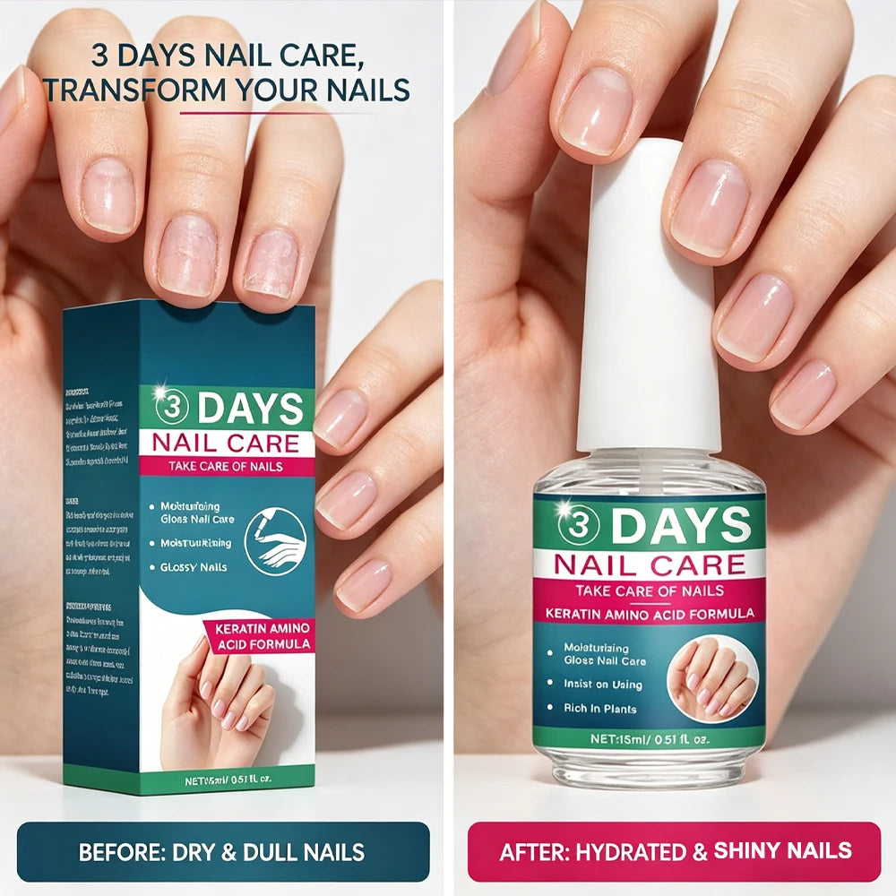 3 Days Nail Care Oil Keratin Amino Acid Formula Fast Dry 90s Salon Shine No Chip Deep Moisture Nail Strengthener,15ml Peaceful Pleasures Health and Wellness